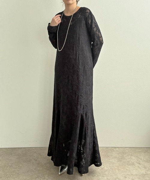 LHELBIE（レルビエ）の「レースワンピース【ペチキャミワンピースセット】（ワンピース・レディース・ブラック/アイボリー/レッド・M）」の7枚目の写真