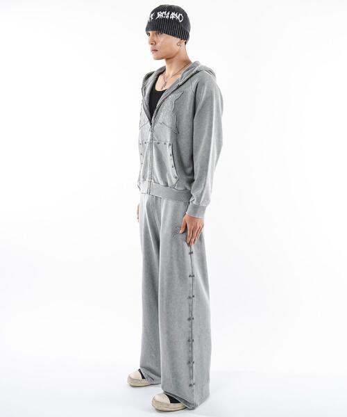 SHORT ROUND（ショートラウンド）の「SHORT ROUND/ブリーチスタッズロゴスウェットパンツ（スウェットパンツ・メンズ・スミクロ/グレー・LARGE/MEDIUM）」の14枚目の写真