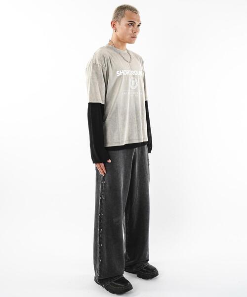 SHORT ROUND（ショートラウンド）の「SHORT ROUND/ブリーチスタッズロゴスウェットパンツ（スウェットパンツ・メンズ・スミクロ/グレー・LARGE/MEDIUM）」の9枚目の写真