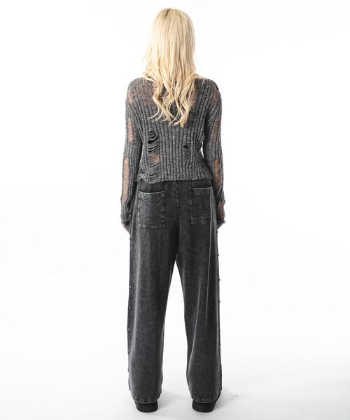 SHORT ROUND（ショートラウンド）の「SHORT ROUND/ブリーチスタッズロゴスウェットパンツ（スウェットパンツ・メンズ・スミクロ/グレー・LARGE/MEDIUM）」の12枚目の写真