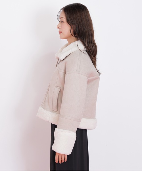 JILL by JILL STUART（ジルバイジルスチュアート）の「◇フェイクムートンフライトジャケット（ムートンコート・レディース・ベージュ/ピンク・MEDIUM/SMALL）」の9枚目の写真