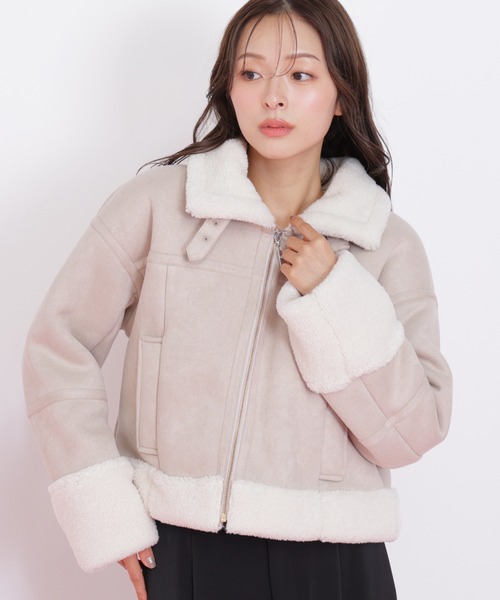 ◇フェイクムートンフライトジャケット（ムートンコート）｜JILL by