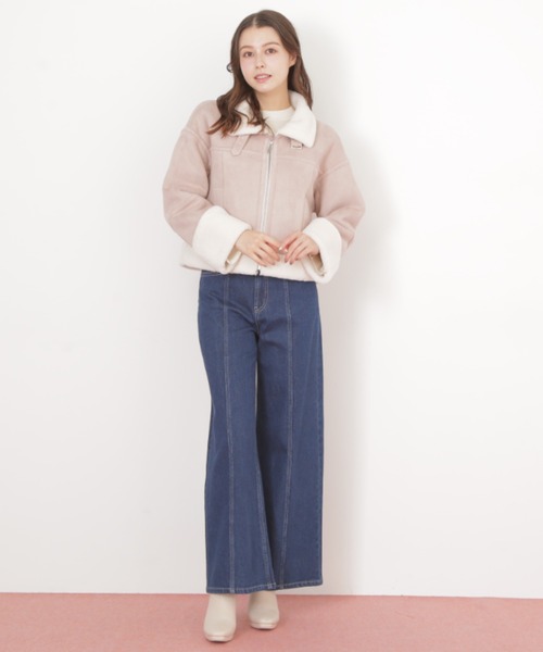 ◇フェイクムートンフライトジャケット（ムートンコート）｜JILL by