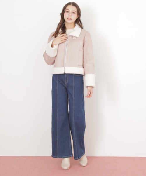 ◇フェイクムートンフライトジャケット（ムートンコート）｜JILL by