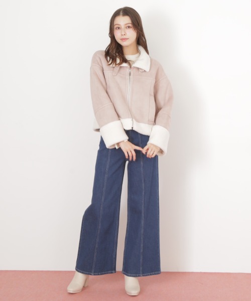 ◇フェイクムートンフライトジャケット（ムートンコート）｜JILL by