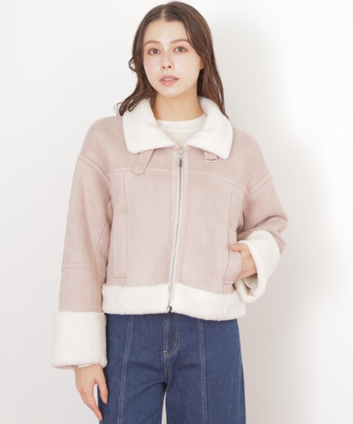 ◇フェイクムートンフライトジャケット（ムートンコート）｜JILL by