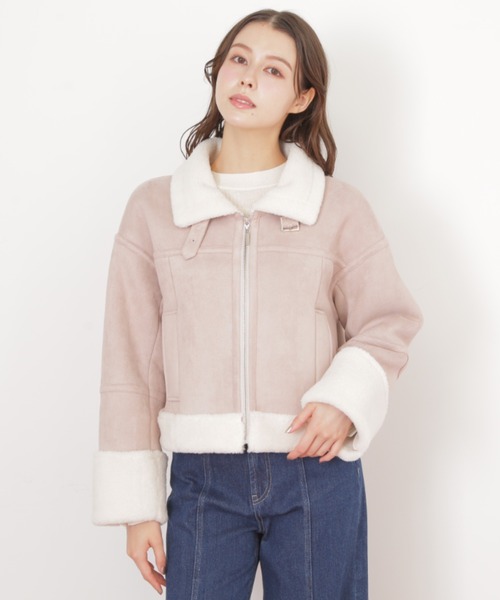 ◇フェイクムートンフライトジャケット（ムートンコート）｜JILL by