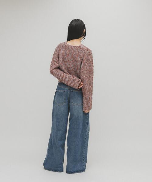 KBF（ケイビーエフ）の「WIDEレッグアジャストデニム（デニムパンツ・レディース・ブラック/ブルー・38/36）」の6枚目の写真