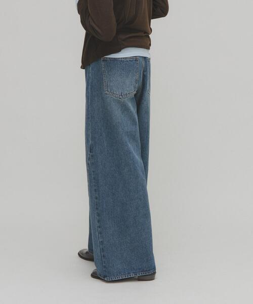 KBF（ケイビーエフ）の「WIDEレッグアジャストデニム（デニムパンツ・レディース・ブラック/ブルー・38/36）」の8枚目の写真