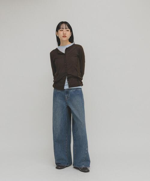 KBF（ケイビーエフ）の「WIDEレッグアジャストデニム（デニムパンツ・レディース・ブラック/ブルー・38/36）」の9枚目の写真