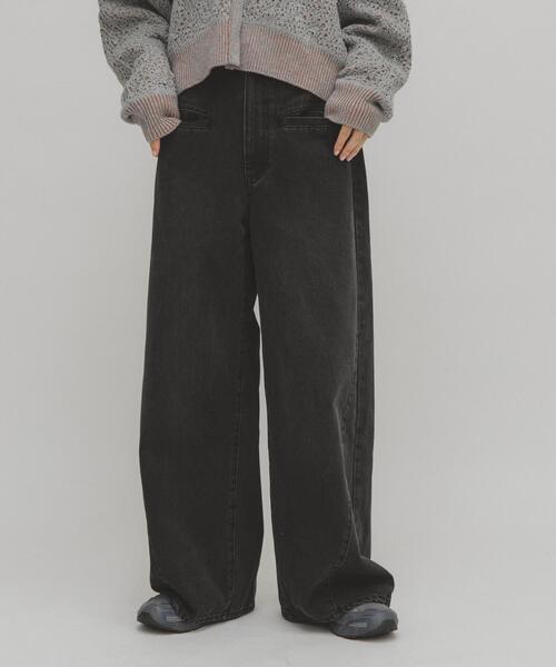 KBF（ケイビーエフ）の「WIDEレッグアジャストデニム（デニムパンツ・レディース・ブラック/ブルー・38/36）」の12枚目の写真