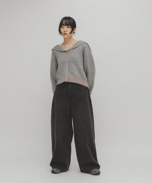 KBF（ケイビーエフ）の「WIDEレッグアジャストデニム（デニムパンツ・レディース・ブラック/ブルー・38/36）」の15枚目の写真