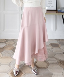 CLEAR BASIC | 【低身長用サイズ有】シアーチェックドッキングアシンメトリースカート[大人 フェミニン 上品]≪新色追加≫(スカート)