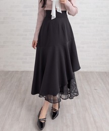 CLEAR BASIC | シアーチェックドッキングアシンメトリースカート[大人 フェミニン 上品]≪AW新作≫(スカート)