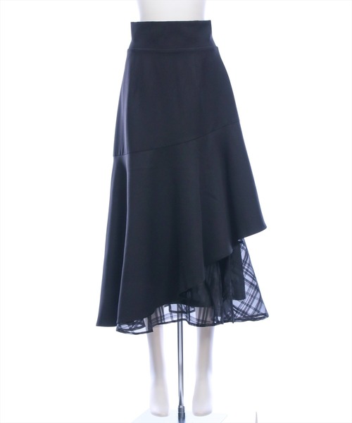 CLEAR BASIC（クリアベーシック）の「【低身長対応／サイズ展開あり】シアーチェックドッキングアシンメトリースカート[大人 フェミニン 上品]≪新色追加≫（スカート・レディース・アイボリー/ブラック/ピンク/サックスブルー・F/PF）」の19枚目の写真