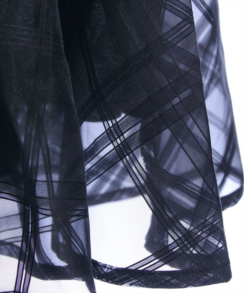 CLEAR BASIC（クリアベーシック）の「【低身長対応／サイズ展開あり】シアーチェックドッキングアシンメトリースカート[大人 フェミニン 上品]≪新色追加≫（スカート・レディース・アイボリー/ブラック/ピンク/サックスブルー・F/PF）」の7枚目の写真