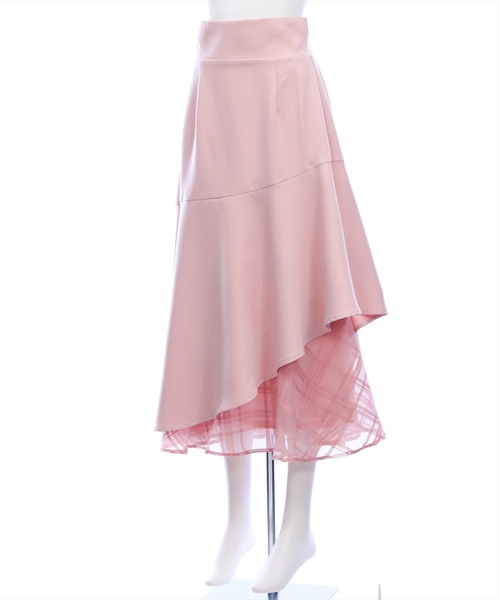 CLEAR BASIC（クリアベーシック）の「【低身長対応／サイズ展開あり】シアーチェックドッキングアシンメトリースカート[大人 フェミニン 上品]≪新色追加≫（スカート・レディース・アイボリー/ブラック/ピンク/サックスブルー・F/PF）」の10枚目の写真