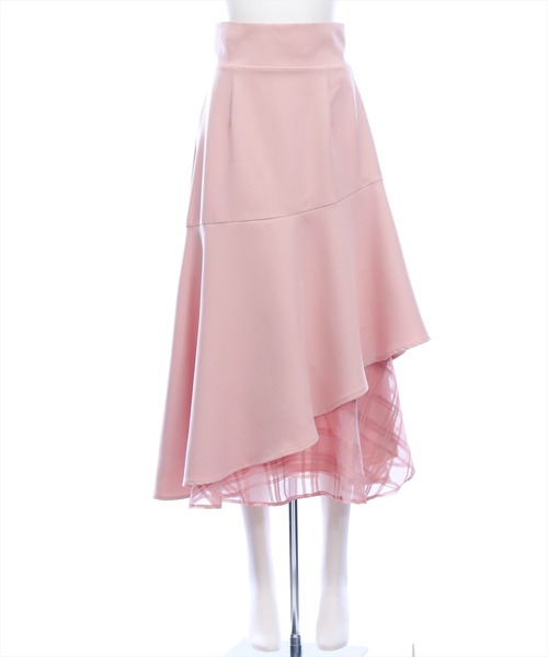 CLEAR BASIC（クリアベーシック）の「【低身長対応／サイズ展開あり】シアーチェックドッキングアシンメトリースカート[大人 フェミニン 上品]≪新色追加≫（スカート・レディース・アイボリー/ブラック/ピンク/サックスブルー・F/PF）」の21枚目の写真