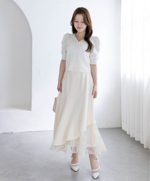 CLEAR BASIC（クリアベーシック）の「【低身長対応／サイズ展開あり】アソート柄シアードッキングアシンメトリースカート（スカート）」