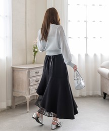 CLEAR BASIC（クリアベーシック）の「【低身長対応／サイズ展開あり】アソート柄シアードッキングアシンメトリースカート（スカート）」