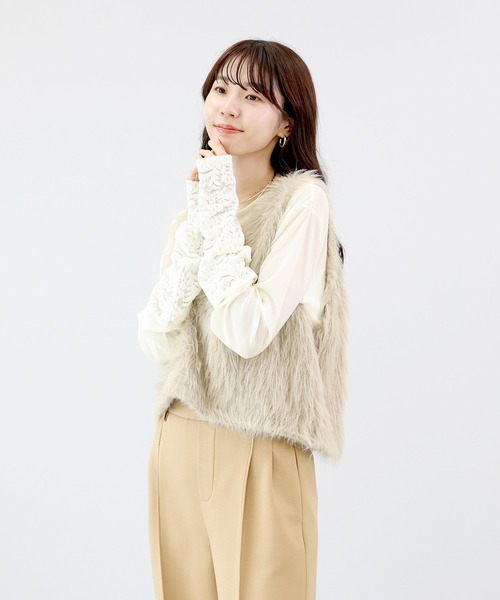 Aletta vita(アレッタビータ)の「異素材切替シアープルオーバー(Tシャツ/カットソー・レディース・ブラック/アイボリー・FREE)」の19枚目の写真