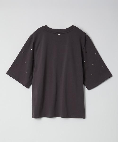 Muscat(マスカット)の「パール/スタッズ付き ハーフスリーブT(Tシャツ/カットソー・レディース・オフホワイト/ブラック・F)」の7枚目の写真