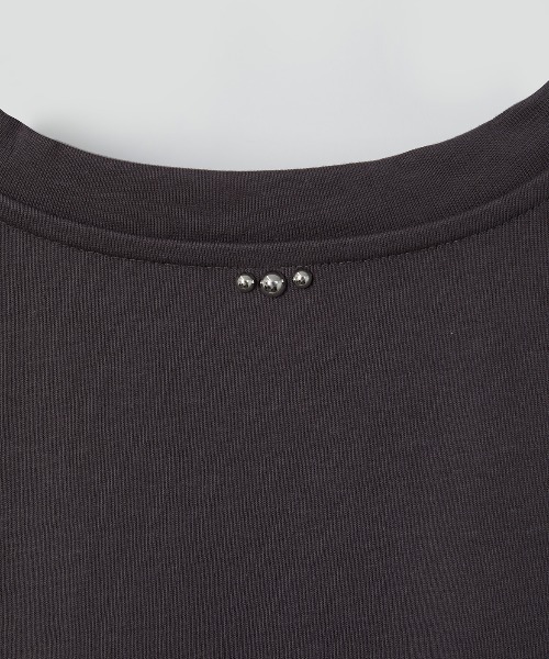 Muscat(マスカット)の「パール/スタッズ付き ハーフスリーブT(Tシャツ/カットソー・レディース・オフホワイト/ブラック・F)」の10枚目の写真