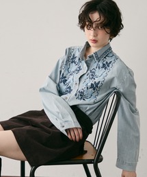 LA PEAU DE GEM】velour shirt/ベロアシャツ（シャツ/ブラウス）｜LA