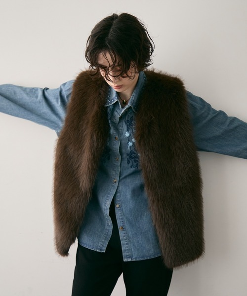 Trish（トリッシュ）の「オリエンタル刺繍デニムシャツ（シャツ/ブラウス・レディース・ネイビー/サックスブルー・FREE）」の14枚目の写真