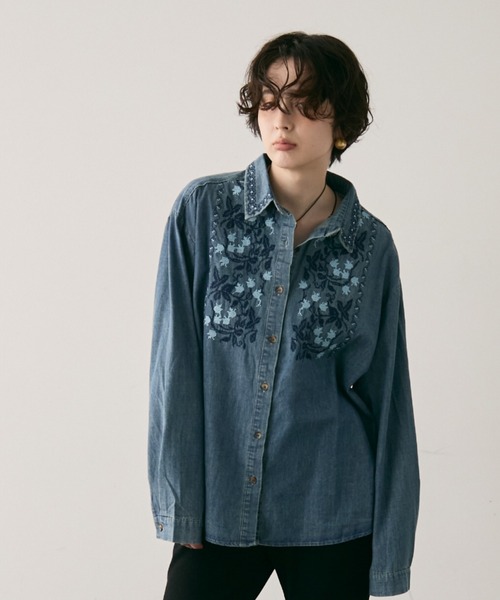 Trish（トリッシュ）の「オリエンタル刺繍デニムシャツ（シャツ/ブラウス・レディース・ネイビー/サックスブルー・FREE）」の20枚目の写真