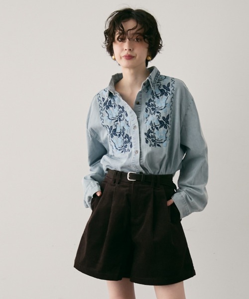 Trish（トリッシュ）の「オリエンタル刺繍デニムシャツ（シャツ/ブラウス・レディース・ネイビー/サックスブルー・FREE）」の18枚目の写真