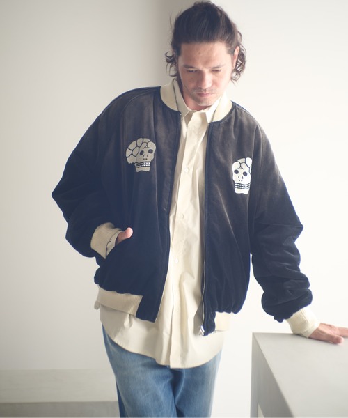 ADAM PATEK（アダムパテック）の「ADAMPATEK/aged velour souvenir jacket/エイジング加工リバーシブルベロアスカジャン（ブルゾン・メンズ・ブラック×ホワイト/ブラック×ブラック・1/2）」の11枚目の写真