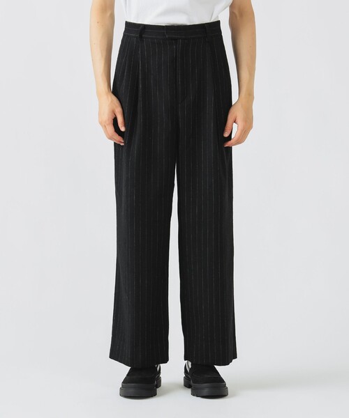 2色展開】起毛 ストライプ 2タック ワイドパンツ（スラックス）｜BEAMS