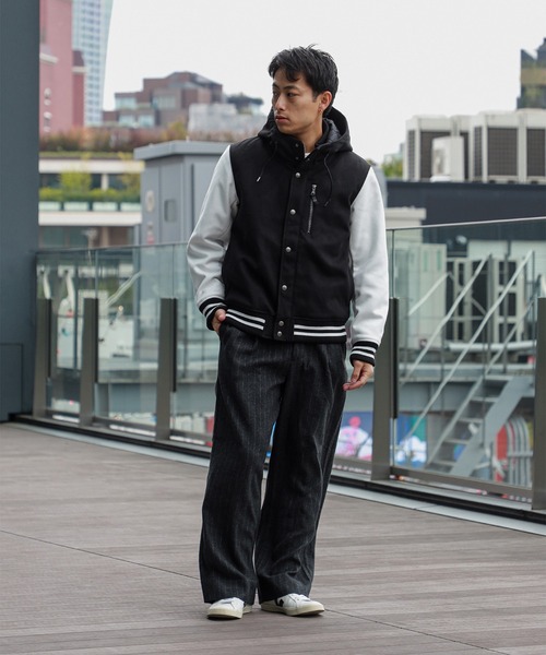 2色展開】起毛 ストライプ 2タック ワイドパンツ（スラックス）｜BEAMS