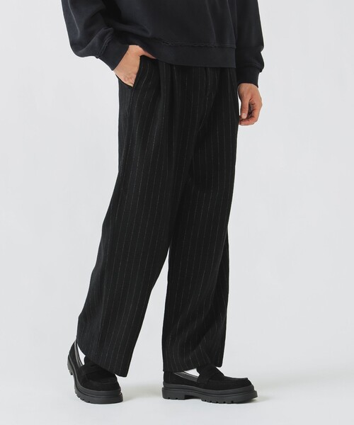 BEAMS×SSZ×AH 2タックパンツ スラックス XS 2色展開】起毛 ストライプ 2タック ワイドパンツ（スラックス）｜BEAMS
