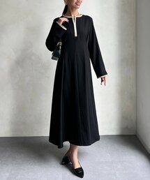 【セレモニー対応可】パイピングタックワンピース