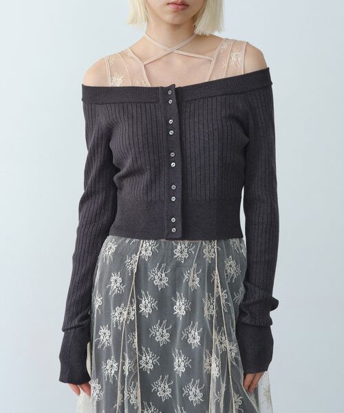 CODE A（コードエー）の「short cardigan（カーディガン/ボレロ・レディース・アイボリー/ライトイエロー系/ダークグレー・00）」の3枚目の写真