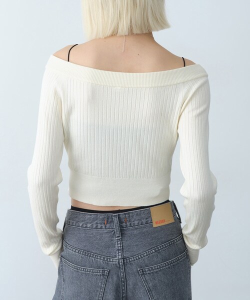 CODE A（コードエー）の「short cardigan（カーディガン/ボレロ・レディース・アイボリー/ライトイエロー系/ダークグレー・00）」の5枚目の写真