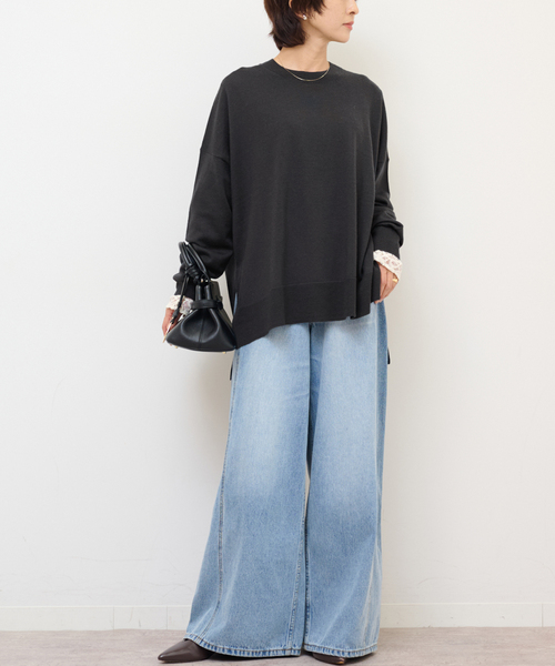 JOURNAL STANDARD relume(ジャーナルスタンダード レリューム)の「《一部WEB限定追加2》BiellaYarnワイドクルーネックプルオーバー(ニット/セーター・レディース・ブラウン/ライトグレー/チャコールグレー/ライトブルー/レッド・FREE)」の10枚目の写真