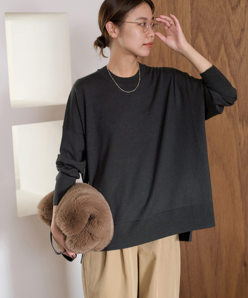 JOURNAL STANDARD relume(ジャーナルスタンダード レリューム)の「《一部WEB限定追加2》BiellaYarnワイドクルーネックプルオーバー(ニット/セーター・レディース・ブラウン/ライトグレー/チャコールグレー/ライトブルー/レッド・FREE)」の18枚目の写真