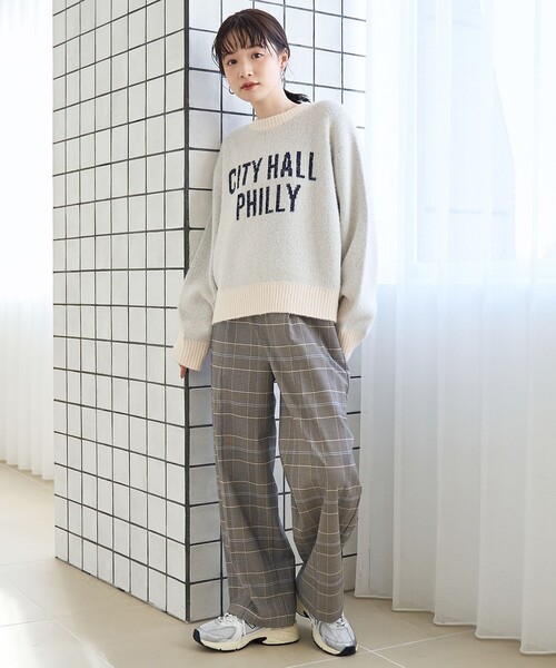coen(コーエン)の「【定番】イージービューティーチェックワイドパンツ(WEB限定サイズあり)(スラックス・レディース・グレー/ブラウン・S/M/L/XL)」の5枚目の写真