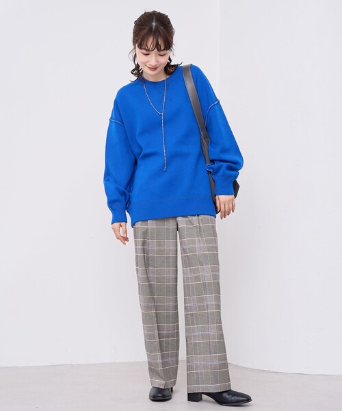 coen(コーエン)の「【定番】イージービューティーチェックワイドパンツ(WEB限定サイズあり)(スラックス・レディース・グレー/ブラウン・S/M/L/XL)」の8枚目の写真