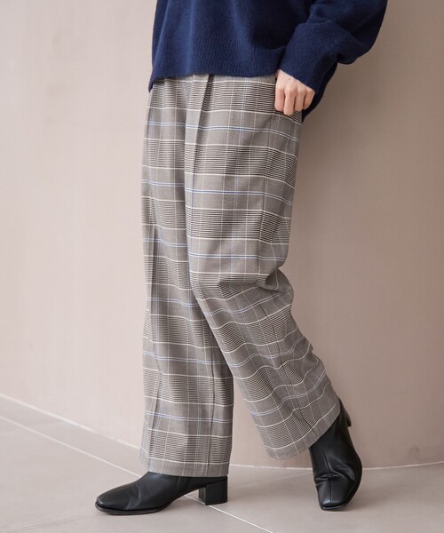 coen(コーエン)の「【定番】イージービューティーチェックワイドパンツ(WEB限定サイズあり)(スラックス・レディース・グレー/ブラウン・S/M/L/XL)」の9枚目の写真