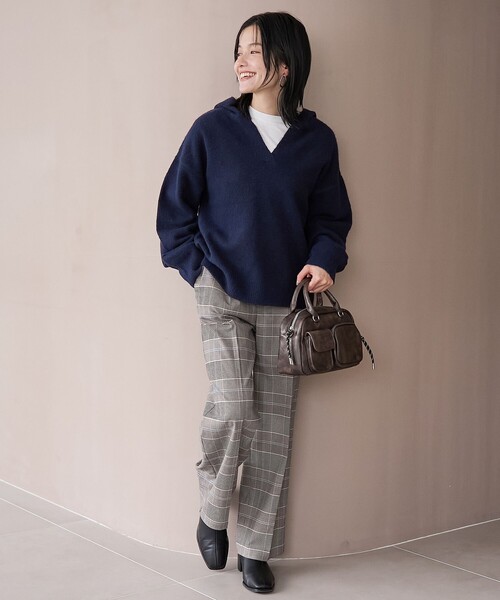 coen(コーエン)の「【定番】イージービューティーチェックワイドパンツ(WEB限定サイズあり)(スラックス・レディース・グレー/ブラウン・S/M/L/XL)」の10枚目の写真
