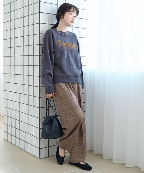 coen(コーエン)の「【定番】イージービューティーチェックワイドパンツ(WEB限定サイズあり)(スラックス・レディース・グレー/ブラウン・S/M/L/XL)」の13枚目の写真