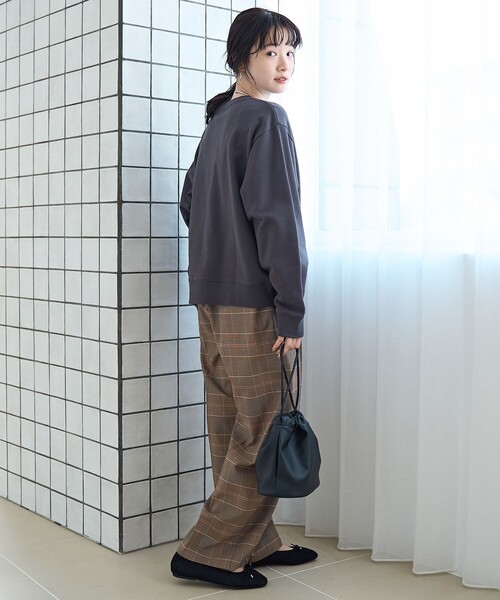 coen(コーエン)の「【定番】イージービューティーチェックワイドパンツ(WEB限定サイズあり)(スラックス・レディース・グレー/ブラウン・S/M/L/XL)」の14枚目の写真