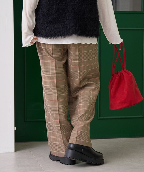 coen(コーエン)の「【定番】イージービューティーチェックワイドパンツ(WEB限定サイズあり)(スラックス・レディース・グレー/ブラウン・S/M/L/XL)」の16枚目の写真