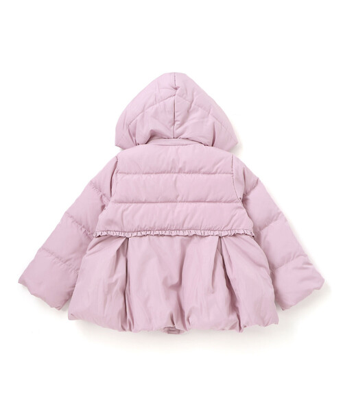 フード付き腰リボンペプラムダウンコート(90~130cm)（ダウンジャケット