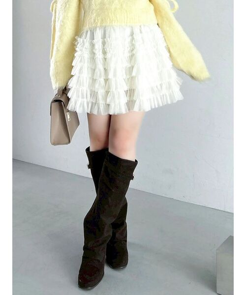 ボリュームフリルチュールミニスカート（スカート）｜dazzlin