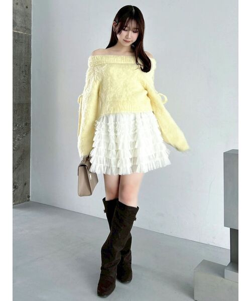 ボリュームフリルチュールミニスカート（スカート）｜dazzlin